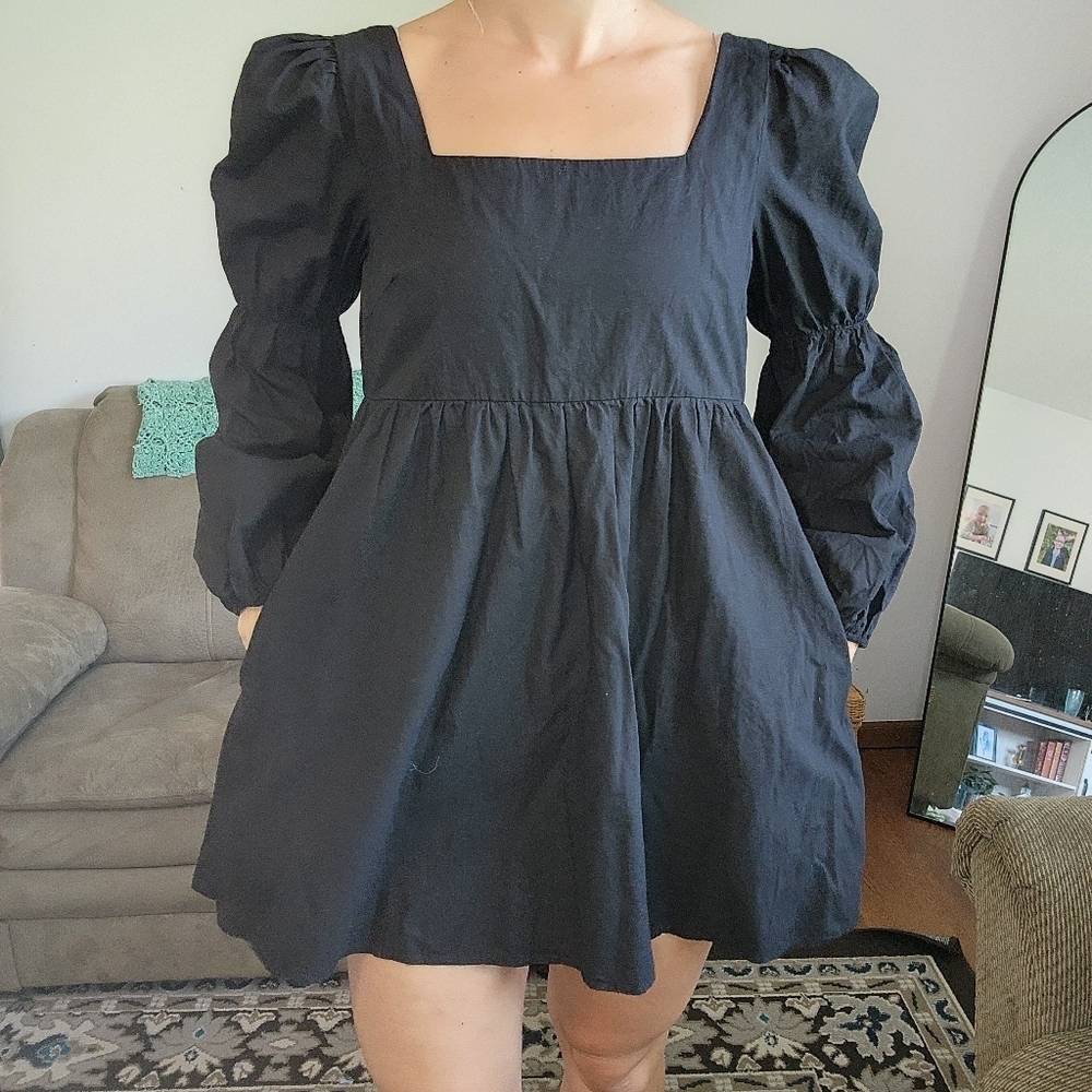 Amaryllis Puff Sleeve Babydoll Mini Dress Size Medium